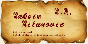 Maksim Milunović vizit kartica